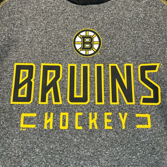Boston Bruins Hoodie Men's 2XL Pullover Gray Black Raglan Fanatics - Picture 2 of 10